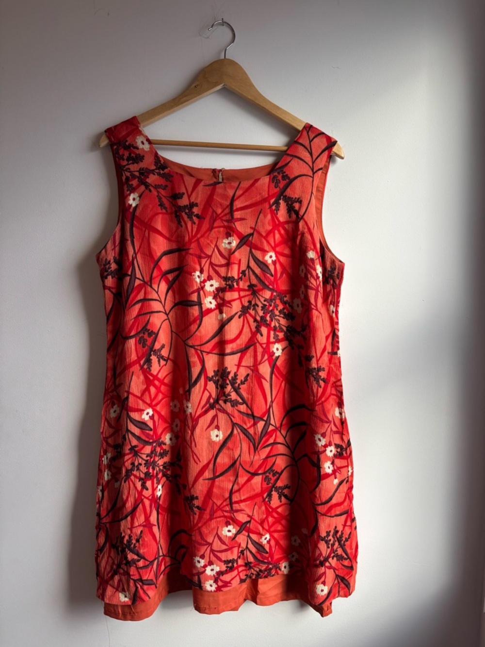 Coral Orange Floral Shift Dress